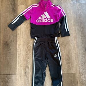 adidas Girls Bright Pink Zip Jacket with Logo